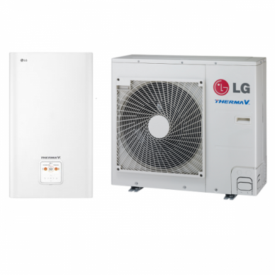 LG Therma V Split tipo oras-vanduo šilumos siurblys nuo 5,5 kW iki 9,0 kW