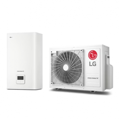 LG Therma V Split tipo vienfazis šilumos siurblys su 2 pakopų elektriniu tenu nuo 4,0 kW iki 6,0 kW